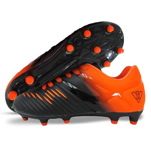 Vizari Liga FG Soccer Shoes for Kids, Firm Ground Outdoor Soccer Shoes for Kids (11.5, Black/Orange)
