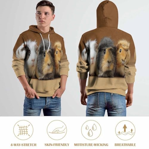 Sweat à capuche cochon d'inde avec impression numérique 3D premium et cordon ajustable - 6
