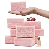 Australian Botanical Soap, Pink Lychee with Pawpaw Extract 6.6 oz (187g) Natural Ingredient Soap Bars | All Skin Types | Shea Butter Enriched - Pack of 8