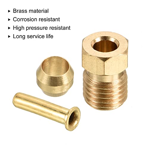 Patikil PTA220819TT0070 2.5Mm Id 4Mm Od Tube Brass Compression Assortment Kit 3 Set, Sleeve Ferrule & Insert & Nut thumb #3