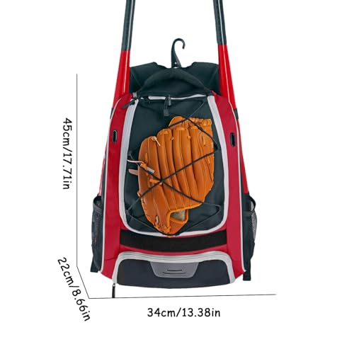 Mochila de béisbol juvenil impermeable con bolso de bate integrado 5
