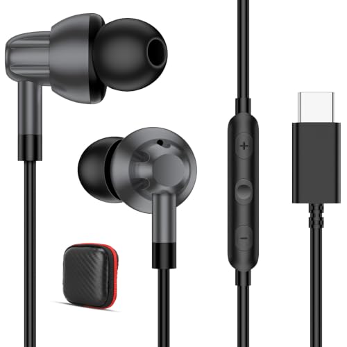 Auriculares USB C con Cable para Samsung A26 A16 A17 5G Galaxy A36 A56 A57 A37,In Ear Tipo C Audifonos con Microfono Cancelación Ruido para iPhone 17 16e Xiaomi Redmi Note 15 Pro+ Poco X8 Pro Pad 8 7