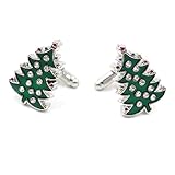 Material: aleación N-K 1 par de bonitos gemelos con diseño de árbol de Navidad brillantes y brillantes para regalo de Navidad, color verde