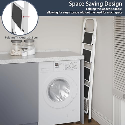 Home Vida® 4 Schritt Leiter, Heavy Duty Stahl, faltbar, tragbar mit Antirutschmatte