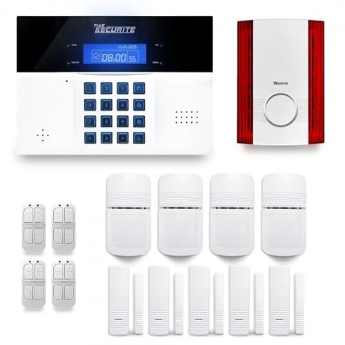 Alarme maison sans fil DNBi 4 à 5 pièces mouvement + intrusion + sirène extérieure - Compatible Box internet et GSM