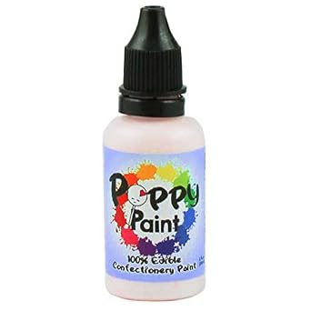 Peach Edible Poppy Paint, Fast Drying Poppy Paint for Cake Pops, Cookies, Chocolates Premium Quality Poppy Paint to be used on Glaze Icing, Fondant, Wafer Paper, Candy 30ml - Peach