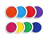 Laojbaba Craft Large Ink Pad Stamps Partner DIY Color,8 Colors Rainbow Finger Ink pad for Kids (Pack of 8)