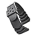 Narako Black Silicone Rubber Curved Line Watch Band 20mm 22mm Replacement Divers Model Sport Watch Strap (22mm, Black)