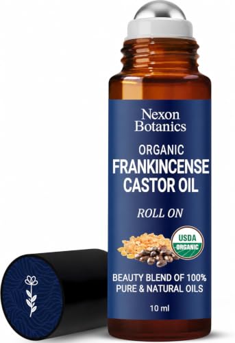 Organic Castor Oil and Frankincense Eye Roller 10 ml - Natural Essential Blend for Under Eye Puffiness & Fine Lines - Lightweight Roll On - Nexon Botanics