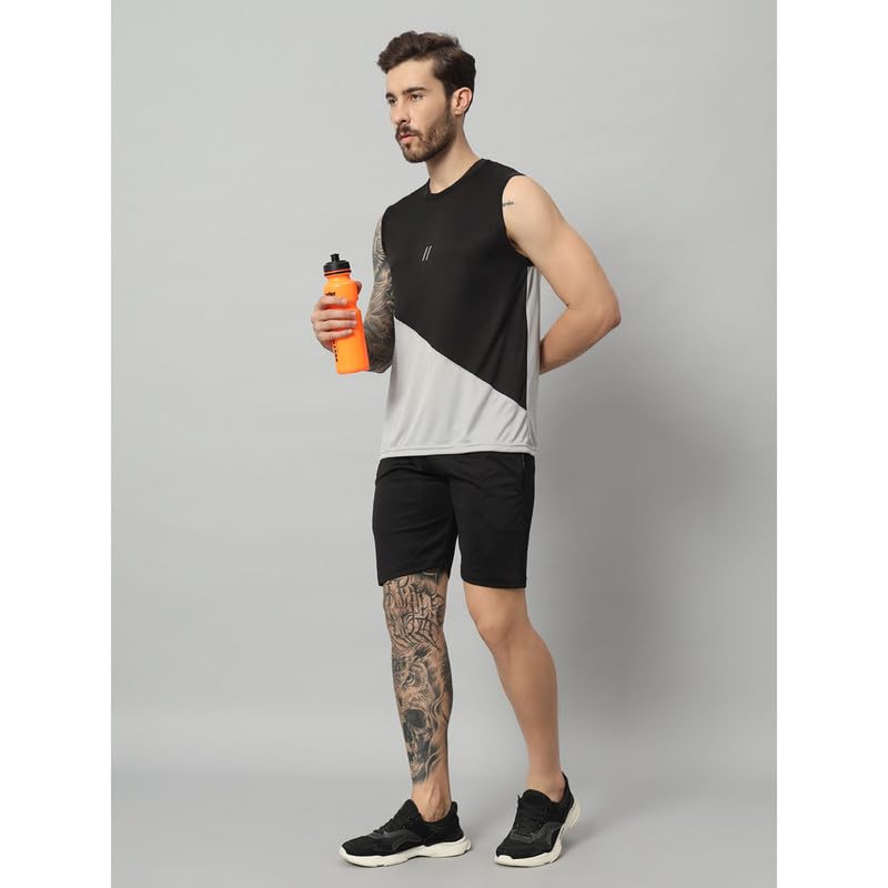 Image of ATICX Men's Polyester Sports Sleeveless T Shirt - Gym Vest, Workout Sando, Training Tank Top, Cut Sleeves Quick Dry Tee for Running, Swimming, Badminton, Fitness & Sports