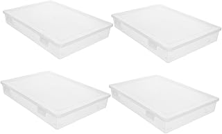 4pcs Stackable Plastic File Box with Lid and Buckle, Document Organizer for Exam Papers and Magazines, Multi-purpose Space-saving Storage Box for Home and Desktop