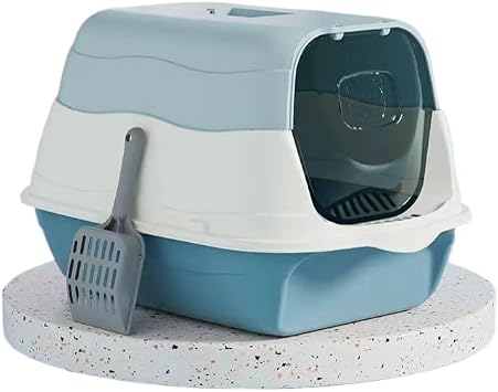 Cat Litter Box Cat Litter Tray with Lid Covered Large with Fully Enclosed Litter Pan Cat Toilet Cat Litter Tray with Cover Scoop