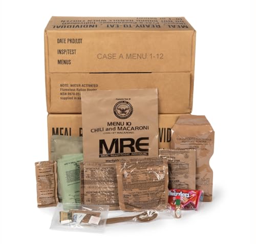 2026 Inspection MRE, U.S. MRE Meals, Emergency Supplies, Emergency Food Supply, Survival Food, Freeze Dried Food w/Flameless Heater, Ready Meals (Variety Pack of 24) – (A & B Case Fresh Stock) MREs have 10 Year Shelf Life From Inspection Date