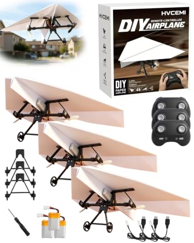 Image of Rc Paper Airplane Motor Kit DIY Model Airplanes Launcher Construction Set with Gyro Stabilizer Dual Propellers Foldable Electric Remote Control Paper Plane Drone Stem Toy Tech Gadgets Gifts(3Pcs Set)