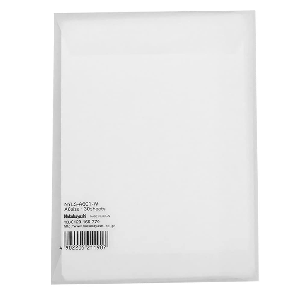 Nakabayashi YU-SARI NYLS-A601-W Loose Paper for Fountain Pen, A6, Solid Color