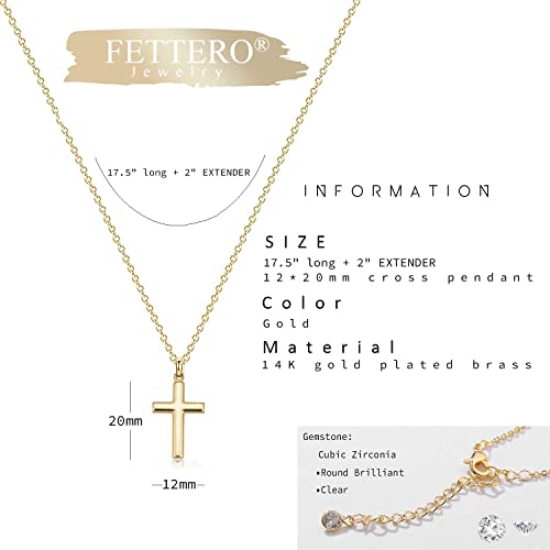 Fettero Cross Necklace Faith Pendant 14K Plated Dainty Chain Minimalist Simple Tiny God Lords Prayer Religious Jewelry - image 5
