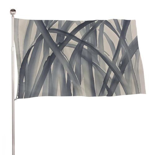 Drapeau de jardin gris blanc encre lavée grand format 152x243 cm décor extérieur
