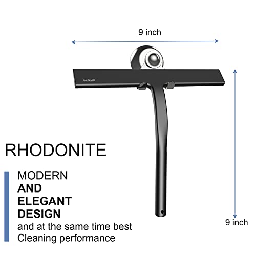 Silicone Shower Squeegee For Shower Glass Door 9 Inch Black Shower Squeegee For Shower Doors Shower Squeegee For Glass Doors Bathroom Squeegee For Shower Doors Bath Squeegee Glass Squeegee With Hooks #TOP2