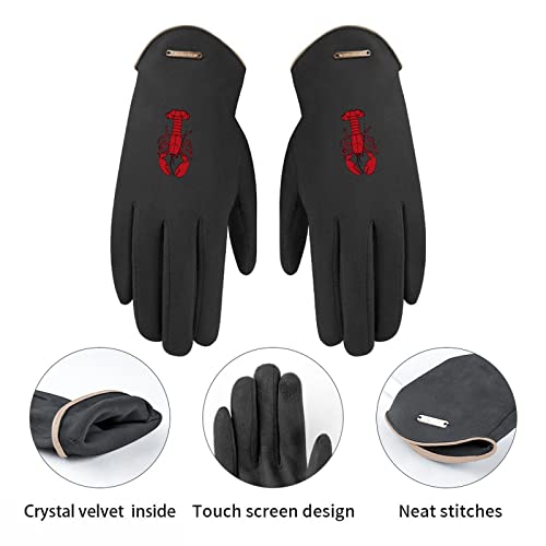 Baikutouan Red Lobster Women's Winter Warm Gloves Fleece Lining For Driving And Cycling #TOP2