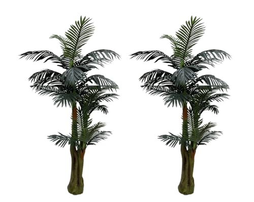 AMERIQUE Pair Gorgeous 6 Feet Triple Tropical Palm Artificial Plant Tree with Standable Trunk, Real...