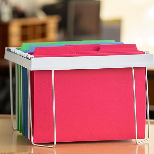Image of Smead FasTab Hanging File Folder, 1 /3-Cut Built-in Tab, Letter Size, Assorted Primary Colors, (64053) 18 Count (Pack of 10)