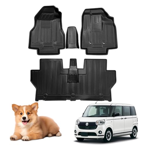 Antsvnn ダイハツ ムーヴキャンバス 1&2列目フロアマット Move Canbus LA850S 2WD 2022年7月〜現行専用ムーヴキャンバス アクセサリー 3D立体構造 高耐久TPE製 全天候防水 防汚 簡単洗浄