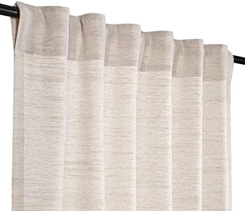 Miniatura 9 de HOMIDATE Paneles de Cortina de Lino de Lino Poli Texturizado Natural, 50 x 96 pulgadas, juego de 2 - Cortinas de Lino Ligeras para Sala de Estar,