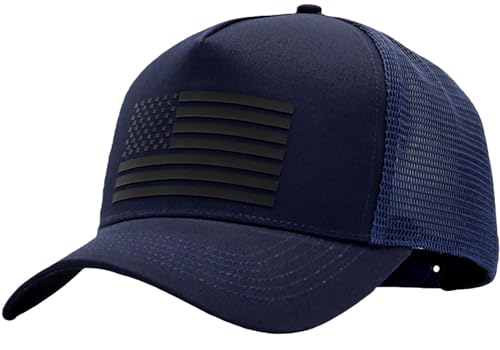 Image of USA Flag Snapback Hat Fits One Size&XXL /3XL - Mens Mesh Trucker Ball Hats - US 250th Anniversary Veterans Memorial Day Gifts