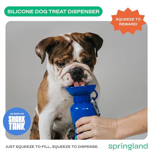 Image of Springer Dog Water Bottle | Portable Travel Drinking Feeder Dispenser for Dogs & Puppies | As Seen on Shark Tank | Leak-Proof Bowl | BPA-Free | Outdoor Walking, Hiking & Travel | 22oz Indigo