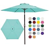 JEAREY 7.5FT Patio Umbrella Market Table Umbrella with 6 Sturdy Ribs, Push Button...