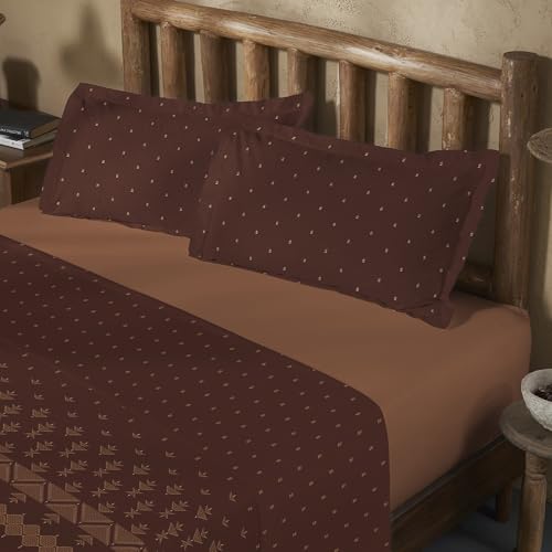Image of MYTRIDENT Sanskriti Cotton Bedsheet for Double Bed, Gifting Collection King Size - Phulkari Brown
