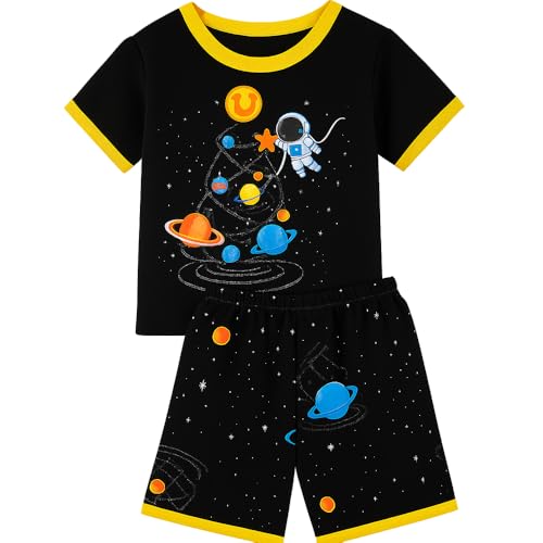 Junellz 3-4 years Boy solar system planet pajamas Black Galaxy space themed pajamas boy pjs