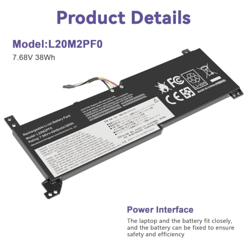 Image of L20C2PF0 L20M2PF0 Laptop Battery Replacement for Lenovo IdeaPad 3-14ADA6 3-14ALC6 3-14ITL6 3-14ABA7 3-15ADA6 3-15ITL6 3-15ALC6 3-17ALC6 3-17ITL6 V14 V15 V17 G2-ALC G3-ABA Series L20L2PF0 38Wh