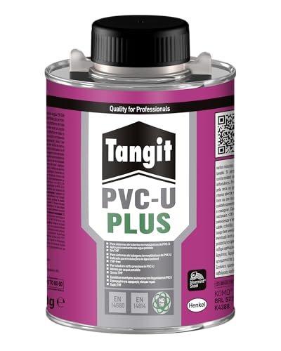 Tangit PVC-U Plus THF Free con Pennello, Colla PVC senza THF, Colla per Assemblare Tubi, Adesivo per Incollare Tubature Idrauliche, 1 Latta 500g