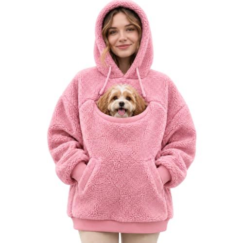 Pet Pouch Sweatshirt for Women Flannel Cat Carrier Hoodie with Pouch Shirt - image 3