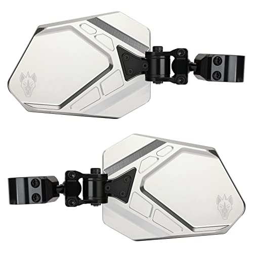 Image of CUERO PRO SILVER 2.0 inch - Side Mirrors for UTV Set - UTV Mirror Set Includes 2 Mirrors - Compatible with Bar Size of 2.0 inch - RZR Rear View Mirror Built to Go Off-Road