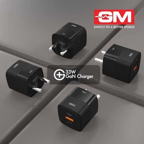 Image of GM G+ 33W Fast Charging Mobile Adapter with GaN Technology | Dual-Port Type A and Type C Adaptor | Travel Charger for Apple iPhones, Smart Watch, Android Phone, and Other Devices (Black)
