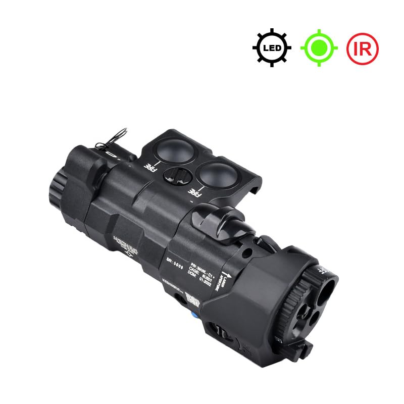 Metal MW C1+ Box Laser Sight(with Green Aiming Laser+IR Laser+IR Fill Light+ LED Whitelight Flashlight),& Modular Wire Control Remote Pressure Switch Combo,Black