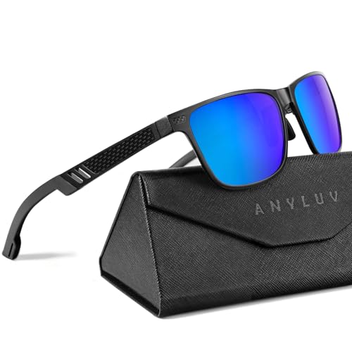 Image of ANYLUV Polarized Sunglasses for Men Rectangular Classic Al-Mg Metal Frame Sun Glasses Mens Sunglasses with UV Protection