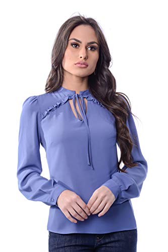 Camisa Perola Love Manga Longa com lacinho (JEANS, M)