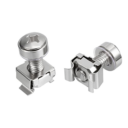 Sourcingmap 20 Pack, Cage Nuts and Screws, M6x20mm, Carbon Steel Nickel Plated for Server Rack Cabinet
