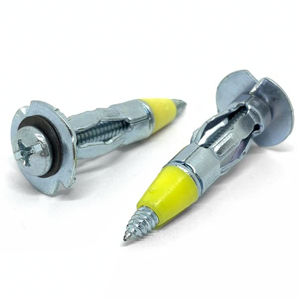 (250 Pieces) 1/8" XS x1" Hollow Wall Drywall Anchor Drive Point Steel Zinc Clear