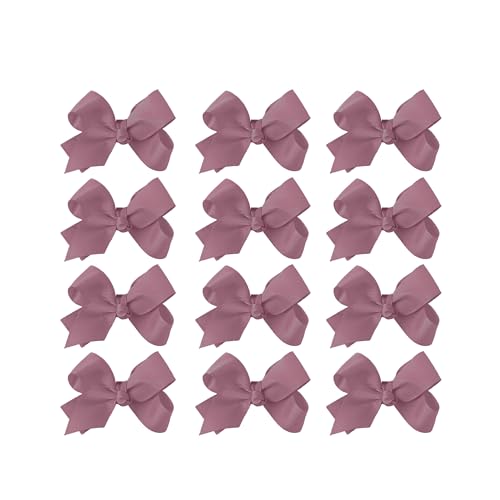Image of Small Solid Bow for Girls - Set of 12 (Mauve)