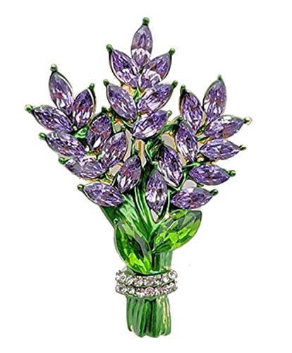 Image of GFM® Women's Small Size Sparkly Rhinestone Lavender Flower Bouquet Ladies Brooch Pin - Christmas, Birthday Mothers day - (EXC)(BRCH-Lavender)