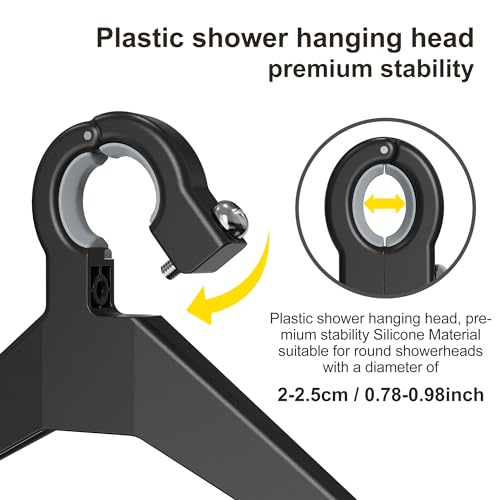 Orimade Adjustable Anti-slip Hanging Shower Caddy over Shower Head,Rustproof Bathroom Hanging shower Organizer with 4 Hooks for Razor,No Drilling Shower shelves Storage Rack,Black 4 Tier by Orimade - Image 3
