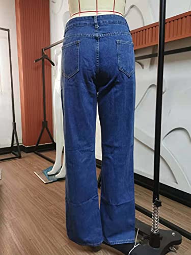 WJANYHN Mode Zomer Gewassen Gat Hoge Taille Temperament Denim Broek Casual Broek Brede Been Broek Vrouwen - Image 5