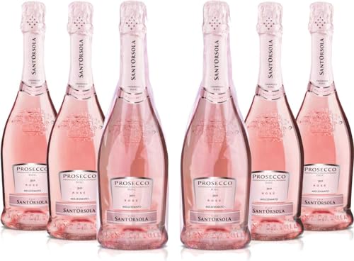 Sant'Orsola - Prosecco D.O.C. Rosè Millesimato Extra Dry, da Uve Glera e Pinot Nero, Gusto Delicato con Note Fruttate e Floreali, 6x750 ml