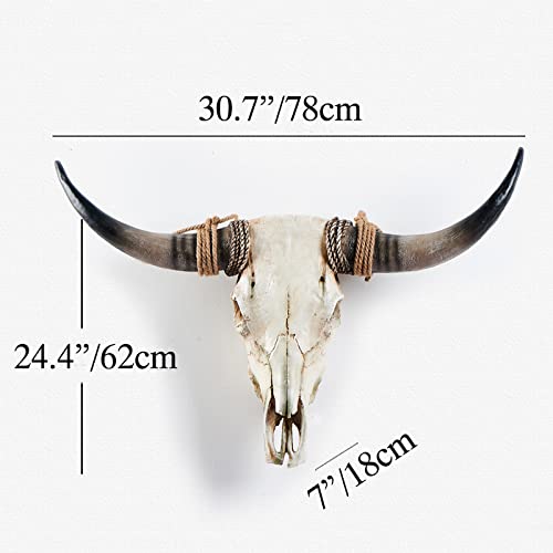 Crâne de vache en résine 94cm imitation taureau pour une déco murale rustique