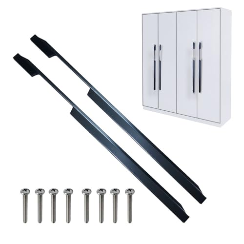 Image of VOLO Aluminium Wardrobe Handle - Elegant Pull Handle for Wardrobe Doors, Cabinet Doors, and Drawers in Kitchen, Office, and Bedroom (Pack of 2 Pieces) (SAC-29 Iron Grey 24 Inch (600mm))