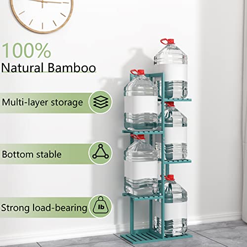 Laiensia Bamboo 5 Tier 6 Potted Plant Stand Rack Multiple Flower Pot Holder Shelf, Indoor&Outdoor Planter Display Shelves for Patio Garden, Living Room, Corner Balcony and Bedroom,Green - Thumbnail 7